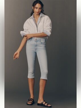 MOTHER Stunner Zip Bunny Mid Rise Pedal Pusher Jeans